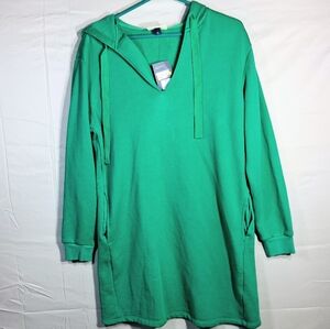 Women's Small Baggy Universal Thread Emerald Green Hooded Tunic Dress